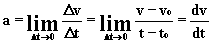 Equao de Acelerao escalar Instantnea : derivada da funo horria de velocidade em funo do tempo. Clique aqui para saber mais sobre derivao.